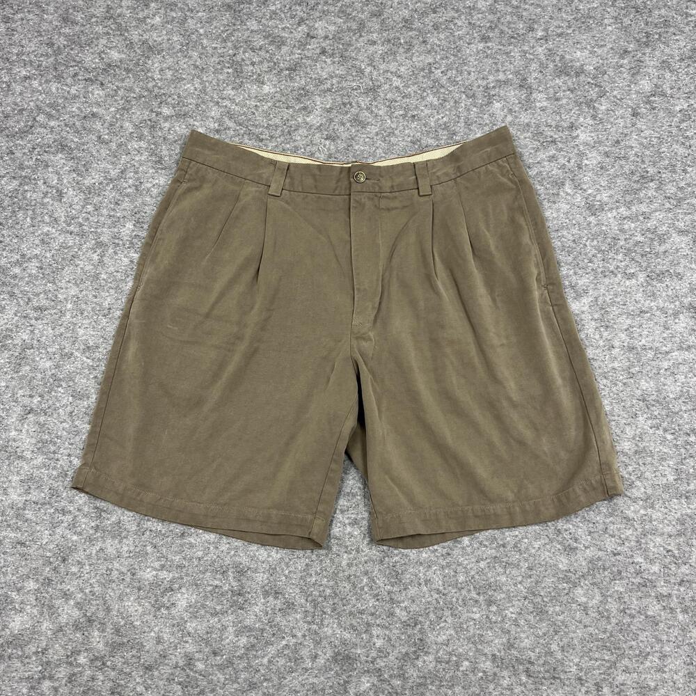 Tommy Bahama Shorts Mens 36 Green Gray Silk Pleated Relax 8 " Inseam Preppy Golf